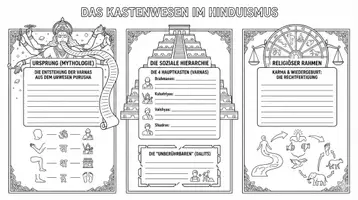 Vorschau - Arbeitsblätter - Kastenwesen Stunde 1/2 - Hinduismus - Schöne Stunde - Arbeitsblatt + Text - Deckblatt