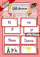 Vorschau - Präsentationen/Tafelbilder - Blitzlesen I Klasse 1 I animierte Präsentation (7) I Druckschrift - Deckblatt