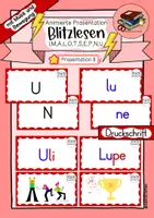 Vorschau - Präsentationen/Tafelbilder - Blitzlesen I Klasse 1 I animierte Präsentation (8) I Druckschrift - Deckblatt