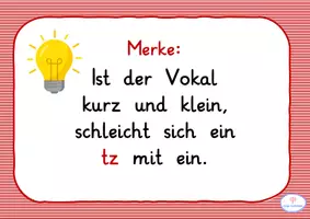 Vorschau - Poster - Rechtschreibung Merksatz tz kurzer Vokal Rechtschreibregel - Seite 3