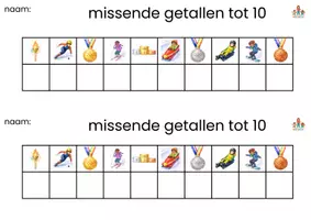 Voorbeeld - Missende getallen tot 10 Olympische spelen bewegend leren - Pagina 2