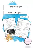 Vorschau - Arbeitsblätter - Lerntheke: Der Oktopus (Tiere im Meer) - Deckblatt