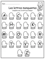 Aperçu - Feuilles d'exercices - Moufles d'hiver : Nombres et Lettres manquants - Page 3