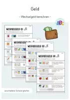 Vorschau - Arbeitsblätter - Geld : Wechselgeld berechnen - Deckblatt