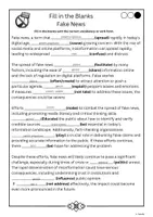 Vista previa - Hojas de trabajo - Texto Cloze - Fill in the Blanks - Fake News - Portada