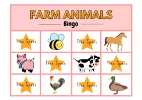 Vista previa - Juegos / Gamificación - Bingo animales de la granja en inglés - página 1