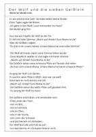 Vorschau - Arbeitsblätter - Märchen: Der Wolf und die sieben Geißlein (Lesen, Erzählen) - Seite 1