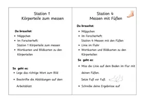 Vorschau - Arbeitsblätter - Stationen- Messen mit Körpermaßen - Seite 1