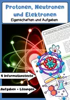 Vorschau - Arbeitsblätter - Protonen Neutronen Elektronen:Atomaufbau, Teilchen, Isotope, Elektronenhülle - Deckblatt