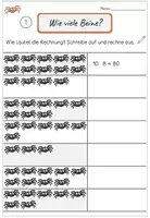 Vorschau - Arbeitsblätter - Wie viele Beine? Malreihe 8 | Einmaleins Arbeitsblatt 2./3. Klasse | 3-fach differenziert | inkl. Lösungen - Seite 1