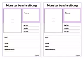 Vorschau - Arbeitsblätter - Personenbeschreibung / Monster / Steckbrief + Merkblatt - Seite 2