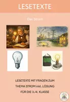 Vorschau - Arbeitsblätter - Lesetexte zu Strom mit Fragen und Lösungen - Deckblatt