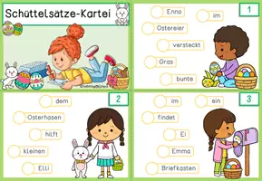 Vorschau - Arbeitsblätter - Ostern Schüttelsätze Grundschule | Satzbau | Sätze schreiben Klasse 2-4 - Seite 1