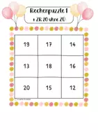 Vorschau - Stationenlernen - Klasse 1: Rechenpuzzles ZR 20 Addition mit und ohne ZÜ. Fasching. Rechenspiel. Mathespiel. Plus. - Seite 2