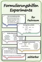 Vorschau - Experimente - Formulierungshilfen Naturwissenschaften (z.B. für Fachraum) - Deckblatt