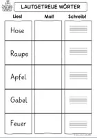 Vorschau - Arbeitsblätter - Deutsch Klasse 1 Lautgetreue Wörter Arbeitsblätter und Bildkarten - Seite 1