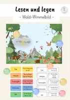 Vorschau - Fördermaterial/Inklusion - Lesen und legen Wald Wimmelbild (Leseübung) - Deckblatt