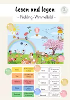 Vorschau - Fördermaterial/Inklusion - Lesen und legen Frühling Wimmelbild (Leseübung) - Deckblatt