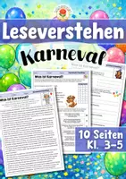 Vorschau - Arbeitsblätter - Leseverstehen mit Sachtexten - Karneval | Fasching (Klasse 3-5) - Deckblatt