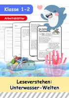 Vorschau - Arbeitsblätter - Leseverstehen "Unterwasser-Welten" | 3 Geschichten | Klasse 1-2 - Deckblatt