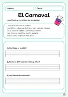 Vista previa - Hojas de trabajo - Comprensiones lectoras_Carnaval (Ciclo Inicial) - página 2
