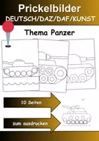 Vorschau - Arbeitsblätter - Prickelbilder / Fensterbilder PAKET Thema Panzer - Grundschule - Bastelvorlagen - Seite 1