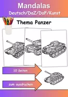 Vorschau - Arbeitsblätter - Mandalas Thema Panzer - Grundschule - Bastelvorlagen - Deckblatt