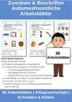 Vorschau - Arbeitsblätter - Zuordnen & Beschriften – Arbeitsblätter mit realen Bildern | Autismus & Förderunterricht - Deckblatt