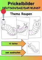 Vorschau - Mal- und Bastelvorlagen - Prickelbilder / Fensterbilder Thema Raupen - Grundschule - Bastelvorlagen - Deckblatt