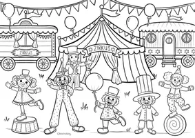 Vorschau - Arbeitsblätter - Zirkus Wimmelbild für Fasching & Karneval - Bildbeschreibung üben - Seite 2