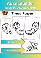 Vorschau - Arbeitsblätter - Ausmalbilder & Prickelbilder PAKET Thema Raupen - Grundschule - Bastelvorlagen - Seite 1