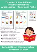 Vorschau - Arbeitsblätter - Kostenlose Probe: Zuordnen & Beschriften – Autismusfreundliche Arbeitsblätter - Deckblatt