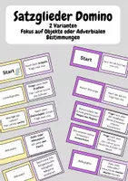 Vorschau - Spiele - Satzglieder Domino-2 Varianten(Objekte+Adv. Best.) - Deckblatt