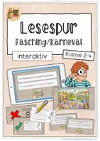 Vorschau - Interaktives Material - Lesespur (interaktiv) "Fasching/Karneval" - Klasse 2-4 - Deckblatt