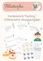 Vorschau - Arbeitsblätter - Freebie: Kombinatorik Fasching - differenzierte Aufgaben - Deckblatt