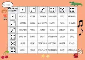 Vorschau - Spiele - Würfelspiel: Wortarten (Nomen, Verb, Adjektiv) - Seite 1