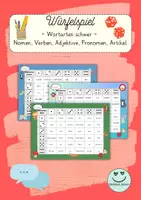 Vorschau - Spiele - Würfelspiel: Wortarten (Nomen, Verb, Adjektiv, Pronomen, Artikel) - Deckblatt