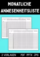 Vorschau - Arbeitsblätter - Monatliche Anwesenheitsliste für Schule & Kita – 2 Vorlagen | 30 Schüler | 31 Tage - Deckblatt