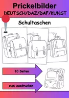 Vorschau - Arbeitsblätter - Ausmalbilder & Prickelbilder PAKET Thema Schultaschen - Grundschule - Bastelvorlagen - Seite 1