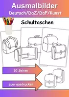 Vorschau - Arbeitsblätter - Ausmalbilder Thema Schultaschen - Grundschule - Bastelvorlagen - Deckblatt