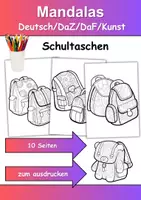 Vorschau - Arbeitsblätter - Mandalas Thema Schultaschen - Grundschule - Bastelvorlagen - Deckblatt
