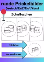 Vorschau - Mal- und Bastelvorlagen - runde Prickelbilder / Fensterbilder: Schultaschen - Grundschule - Bastelvorlagen - Deckblatt
