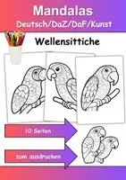Vorschau - Arbeitsblätter - Mandalas Thema Wellensittiche - Grundschule - Bastelvorlagen - Deckblatt
