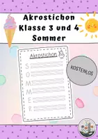 Vorschau - Arbeitsblätter - Schreibanlass Akrostichon: Sommer. Klasse 3 und 4. - Deckblatt