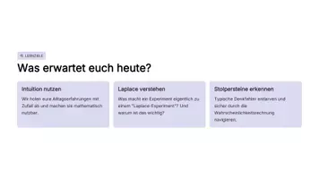Vorschau - Präsentationen/Tafelbilder - Alles gleich wahrscheinlich? – Laplace-Experimente verständlich & alltagsnah erklärt - Seite 1