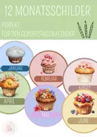 Vorschau - Bildkarten - Monatsschilder Geburtstagskalender 🧁 - Deckblatt