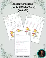Vorschau - Arbeitsblätter - Leseblätter Klasse 1 - ABC der Tiere, Teil 3/3 - Deckblatt