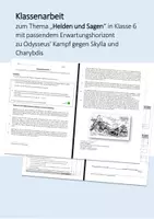 Vorschau - Klassenarbeiten - Klassenarbeit Sagen Odyseeus Helden Klasse 6 mit EWH - LRS Version - Deckblatt
