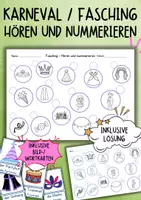 Vorschau - Arbeitsblätter - DaZ / DaF - Karneval / Fasching - Arbeitsblatt (Hören) - Deckblatt