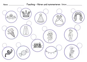 Vorschau - Arbeitsblätter - DaZ / DaF - Karneval / Fasching - Arbeitsblatt (Hören) - Seite 1